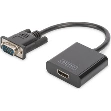 Frefly Store Digitus DA-70473 Vga’dan Hdmi’ya Dönüştürücü + Ses (3,5mm) Full Hd (1080P), Kablo Tipi (15 Cm), Siyah