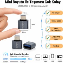 Frefly Store Mcstorey Usb-C USB 3.0 Dönüştürücü | 5gbps Veri Aktarımı | Macbook, iPad Pro ve Usb-C Destekli Cihazlar Için Type-C USB Adaptör Gri