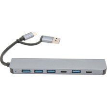 Frefly Store 7-In-1 Type-C USB 3.0 Hub Çokaltıcı, MacBook ve Pc Uyumlu Yüksek Hızlı Dönüştürücü Adaptör