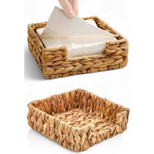 Frefly Store Deconox El Yapımı Örme Doğal Su Sümbülü Hasır Peçetelik (19 * 19 * 7cm) - Yemek Masası Üstü Kağıt Peçetelik Doğal Geri Dönüşümlü.