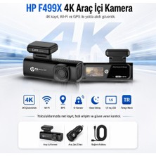 Frefly Store Hp F499X Araç Içi Kamera, 4K Video Çözünürlüğü, LCD Ekran, Wi-Fi Bağlantı, Siyah