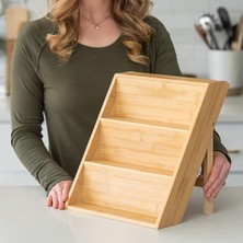 Frefly Store Deconox Bambu 3 Katlı Katlanabilir Baharat Standı | Çekmece Içi Kullanıma Uygun Baharatlar Için Organizer (Kavonozlar ve Aksesuarlar Dahil Değildir)