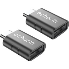 Frefly Store Echorin (Ikili) Otg Akıllı Giriş USB 3.0 To Type-C Dönüştürücü Adaptör Çevirici 5gbps, iPhone 16, Pro, Pro Max, M2, M3, M4 MacBook Pro, Air, iPad Pro ve Galaxy S25, S24, S23 ve Tabletler ile Uyumlu