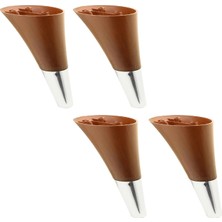 Frefly Store BADEM10 4 Adet Clara Mobilya Kanepe Sehpa Tv Ünitesi Baza Koltuk Ayağı Kahverengi Krom Renk 12 cm