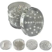 Frefly Store Efotech Grınder Parçalayıcı Plastik Baharat Öğütücü Herb Spice 4 Katmanlı (60MM-SEFFAF)