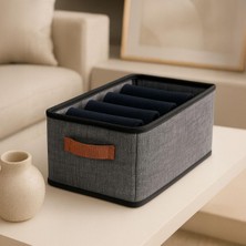 Frefly Store Deconox Raf Düzenleyici, Katlanabilir Kıyafet Organizeri, Çelik Destekli Kırçıl Desenli Keten Kumaş Çok Amaçlı Saklama Kutusu, Dolap Içi Çekmece Düzenleyici, Gri (45X25X20CM)
