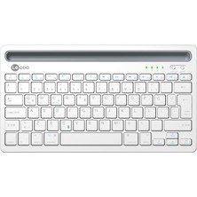 Frefly Store Lecoo BK100 Kablosuz Bluetooth Şarj Edilebilir, Çoklu Cihaz ile Uyumlu, Telefon/tablet Tutucu Kart Yuvası, Akıllı Uyku Modlu, 40 Saat Çalışma, 78 Tuş, Kompakt Ultra Ince Qwerty Türkçe Q Klavye Beyaz