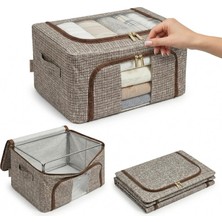 Frefly Store Pelorin Katlanabilir Metal Iskeletli Hurç ve Saklama Kutusu - Şeffaf Pencereli, Çift Yönlü Açılır, Sert Tabanlı Dolap Içi ve Yatak Altı Düzenleyici (40X30X20 Cm)