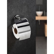 Frefly Store Sas Haus Delmeye Son Yapışkanlı Tuvalet Kağıtlığı Wc Kağıtlık Tutucu Krom YK-703