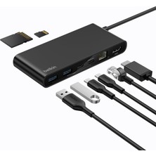 Frefly Store Belkin Connect 8 Portlu Usb-C Hub, 4K@60Hz’e Kadar Çözünürlükleri Destekleyen Ekran Uyumu, Mac, Windows ve Chromebook ile Çalışır, 100 W Pd, 10 Gbps Veri Aktarım Hızı ve 2,5 Gbps Ethernet - Siyah