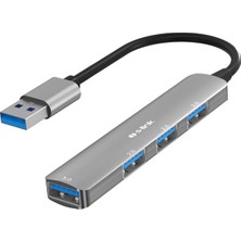 Frefly Store S-Link SW-U333 USB Hub 4 Port Metal USB Çoklayıcı, 1x USB 3.0 + 3x USB 2.0, 5gbps Hızlı Veri Aktarımı, Slim Alüminyum Tasarım, Tak Çalıştır USB Çoğaltıcı Hub, Laptop Pc Uyumlu