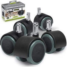 Frefly Store Slipstick CB680 5,1 cm Zemin Koruma Lastik Büro Sandalyesi Caster Wheels (Set 5) Standart Stem Size – Siyah/gri