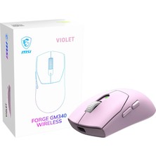 Frefly Store Msı Gg Forge GM340 W Vıolet Gamıng Mouse Max 12000 Dpı 57GR Kablosuz Optık Sensor Oyuncu Faresı