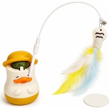 Frefly Store Madpet 3'ü 1 Arada Interaktif Kedi Oyuncağı, Catnip Yalama Taşlı 360° Dönen Kedi Oltası, Tüylü Balık Oyuncaklı Yapışkan Taban, Çıkarılabilir Şapkalı Kedi Aktivite Oyuncağı