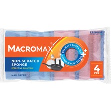 Frefly Store Macro Max Tırnak Koruyuculu Çizmez Bulaşık Süngeri 4'lü Paket, Teflon ve Hassas Yüzeyler Için