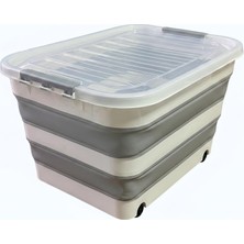 Frefly Store Tekerlekli Katlanabilir Saklama Kutusu, Kilitli Kapaklı, 30L ve 65L Seçeneği, Çok Amaçlı Organizasyon Konteyneri (65 Lt)