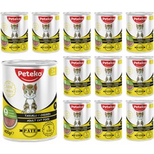 Frefly Store Peteko Yetişkin Kedi Tavuklu Pate 400 gr x 12 Adet
