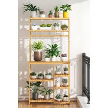 Frefly Store Digithome Bambu 8 Raflı Mutfak Bangosu Kahve Köşesi Fincan Askılı Mutfak Standı Dolap DB-0033