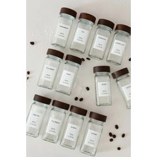 Frefly Store Meturas Akasya Kapaklı Cam Baharatlık Seti 12'li (120 Ml) - Hava ve Nem Koruması