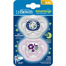Frefly Store Dr. Brown's Advantage Yalancı Emzik Gece Parlayan Mor Doğa - 2. Evre Pembe, 2'li