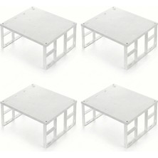 Frefly Store Ottohaus 4'lü Dolap Içi Düzenleyici Raf - Mutfak Dolabı ve Tezgah Üstü Raf Yükseltici - Tabak, Bardak ve Baharat Organizeri - Beyaz