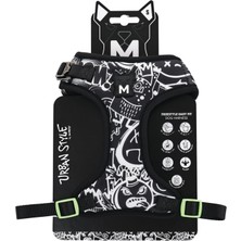 Frefly Store M-Pets Urban Style Siyah/beyaz Easy Fit Köpek Göğüs Tasması (S)