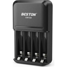 Frefly Store Coverzone Aa Aaa Şarjlı Pil Şarj Cihazı Ni-Mh Ni-Cd Uyumlu 1-4 Pil Destekli Akıllı LED Göstergeli Otomatik Kesme Özellikli Hızlı Pil Şarj Ünitesi | Beston C9012A