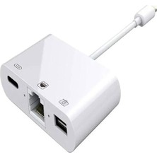 Frefly Store Ultratekno Iphone 7 8 x 11 11 Pro 12 13 13 14 Pro Max ile Uyumlu ve Ipad Uyumlu USB Ethernet Lightning Şarj Adaptörü 3in1