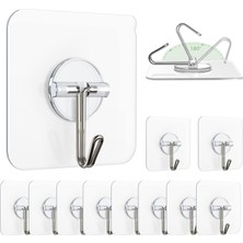 Frefly Store Aee® 10 Adet Şeffaf Duvar Askısı Iz Bırakmayan Güçlü Yapışkanlı Kapı Arkası Banyo Mutfak Düzenleyici Metal Kanca Askılık