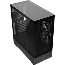 Frefly Store Fazeon F17 Atx Gaming Bilgisayar Kasası, 850W 80+ Bronze Güç Kaynağı, Argb Aydınlatmalı 3X120MM Fan, Siyah, Temperli Cam Yan Panel