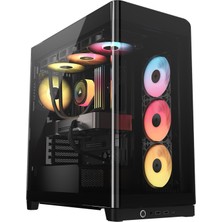 Frefly Store Corsaır Frame 4500X Rs-R Argb Panoramik Cam Orta Kule Bilgisayar Kasası – Infinirail Fan Montaj Sistemi, Iki 360 mm Radyatör Için Uygun, Gpu Anti-Sag, 3 x RS120R Rgb Lınk Fan Içerir – Siyah
