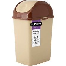 Frefly Store Superio Kapaklı Orta Boy Çöp Kovası 4,5 Galon Plastik Salıncak Üst Çöp Kovası Lavabo/dolap Altı, Çamaşır Odası, Mutfak, Ofis, Yatak Odası, Banyo, Üniversite Yurdu, 18 Qt, Bej