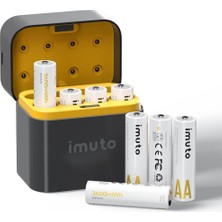 Frefly Store Imuto 3600 Mwh Aa Lityum Şarjlı Pil Seti (8’li) + 8 Yuvalı Şarj Ünitesi