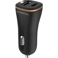 Frefly Store Duracell Siyah 27W Çift Usb-C + Usb-A Kompakt Araç Şarj Adaptörü - Akıllı Telefonlar, Tabletler, Güç Bankaları ve Daha Fazlası Ile Uyumlu