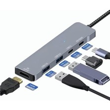 Frefly Store Heartz Hb-01 Type C Hub HDMI USB Pd Metal A Kalite 4K Hd Pd 100W Hub