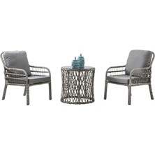 Frefly Store Capri Swing Pisa Tekli Rattan Bahçe Balkon Oturma Grubu Gri 700