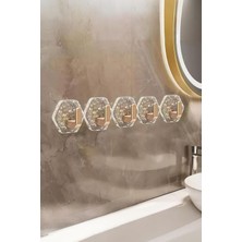 Frefly Store Safestore Altın Renkli Kendinden Yapışkanlı Buz Desen Duvar Askısı, Banyo ve Mutfak Için Askı, 5'li Set, Altıgen