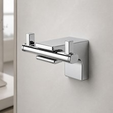 Frefly Store Ikili Askılık Krom Duvara Monte Metal Çiftli Askı Banyo Mutfak Havlu Elbise Duvar Askısı Aparatı