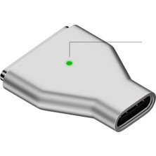Frefly Store Livx Type-C - Magsafe 3 ile Uyumlu Manyetik Şarj Adaptörü Çevirici 140W Hızlı Şarj Desteği, LED Göstergeli Gümüş Sfu-3