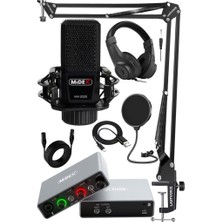 Frefly Store Midex Performans Paket-1 Stüdyo Ekipmanları Kayıt Seti MX-2020 Mikrofon Ses Kartı Kulaklık