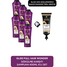 Frefly Store Gliss Full Hair Wonder Dökülme Karşıtı Şampuan 400 ml x 6’lı Set + Ultimate Repair Sos 15 ml Hediye