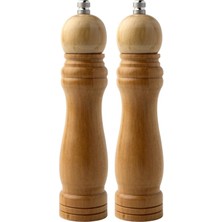 Frefly Store Bambu Gövdeli Komple Ahşap Tuz Karabiber Değirmeni Baharat Öğütücüsü Orta Boy 21 cm 2 Adet