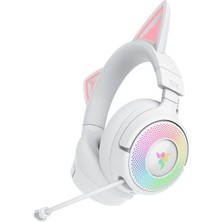 Frefly Store Razer Kraken Kitty V3 Pro - Rgb Kitty Kablosuz Oyun Kulaklığı - Akış Için Reaktif Kedi Kulakları Kulaklık - Triforce 40 mm Sürücü - Hyperspeed Kablosuz ve Bluetooth - Thx Spatial Audio | Beyaz