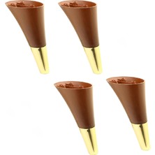 Frefly Store BADEM10 4 Adet Clara Mobilya Kanepe Sehpa Tv Ünitesi Baza Koltuk Ayağı Ahşap Desenli Ceviz Altın 18 cm