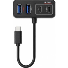Frefly Store Coverzone USB 3.2 4 Port Hub USB Type-C Girişli, 1x USB 3.2-A 10GBPS + 3 Port USB 2.0 C/a, 25 cm Kablolu, Abs Gövde, Windows 11/10, Macos ve Android Uyumlu USB Çoklayıcı | SY-TU456