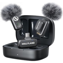 Frefly Store Hollyland Lark A1 Kablosuz Mini Mikrofon, iPhone 15/16 ve Android Için, 48 Khz/24 Bit, 3 Seviyeli Akıllı Gürültü Engelleyici, Youtube, Podcast, Vlog Için Mikrofon (Siyah, 2tx + Usb-C Rx + Şarj Kılıfı)