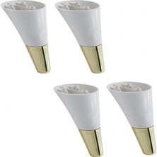 Frefly Store BADEM10 4 Adet Clara Mobilya Kanepe Sehpa Tv Ünitesi Baza Koltuk Ayağı Krem Gold Renk 12 cm