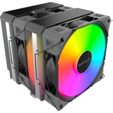 Frefly Store Montech NX600 Argb 6 Isı Borulu ve Premium Üst Kapaklı Çift Kule Cpu Hava Soğutucu | 28MM E28 Argb Premium Fan | Lehimli Bakır Taban | Üstün Isı Dağılımı | Tüm Intel ve Amd Soket Desteği | Siyah