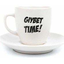 Frefly Store Gıybet Time! Krem Türk Kahvesi Fincanı - Hediye Seramik Türk Kahvesi Fincanı
