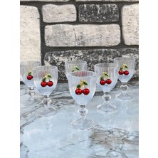 Frefly Store Yzhome 6 Lı Kristal Cam Kahve Yanı Bardağı Kiraz Bardak Kirazlı 75ML